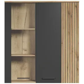 trendteam Vitrine Esteban 90 x 99 x 34 cm Anthrazit/Evoke Eiche