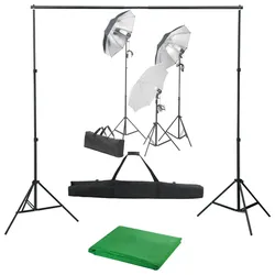 Fotostudio-Set mit Lampen und Hintergrundsystem