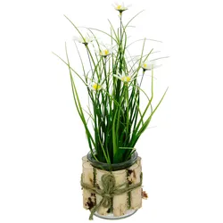 Kunstblume I.GE.A. "Margeriten im Gras", weiß, B:15cm H:33cm, Kunststoff, Kunstpflanzen, 3er Set