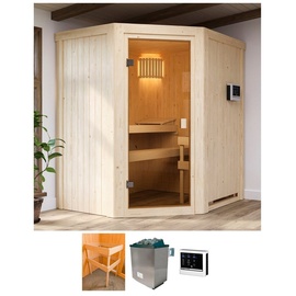 KARIBU Sauna »Fausin«, mit Ofen 9 kW Bio mit ext. Strg., beige
