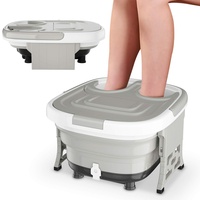 GOPLUS Fußbad mit Sprudel- und Vibrationsmassage, Fußbadewanne mit Fernbedienung, Klappbares und elektronisches Fußsprudelbad, Wassertemperierung von 36 bis 48°C, 10-60 Min. Timer (Grau)