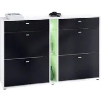 Vladon Schuhschrank, Schwarz, Holzwerkstoff, 155.5x95x28 cm, Garderobe, Schuhaufbewahrung, Schuhschränke