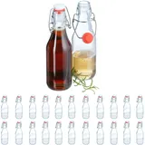 Relaxdays Glasflaschen, 24er Set, 250 ml, Bügelflaschen zum Befüllen, für Liköre & Öle, Bügelverschluss, transparent