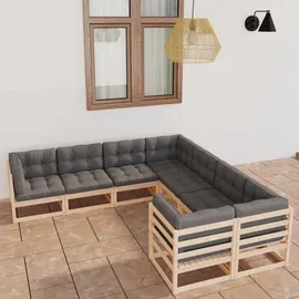 vidaXL Garten-Lounge-Set 8-tlg. Kiefer grau