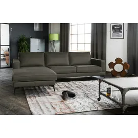 KAWOLA Sofa BLOOM Recamiere links Leder grau - Grau