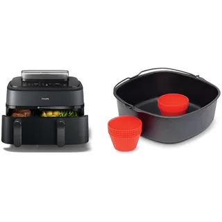Philips 5000 Series Steam Airfryer Dual Basket NA552/00 Dunkelgrau/Kupfer