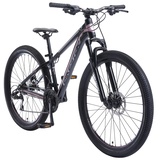 BIKESTAR Hardtail Aluminium Mountainbike Shimano 21 Gang Schaltung, Scheibenbremse 27.5 Zoll Reifen | 14 Zoll Rahmen Alu MTB | Blau Rosa
