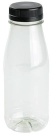 Greenbox rPET Smoothie Flasche, transparent, 250 ml DCD03034 , 1 Karton = 285 Stück, Deckelfarbe: schwarz