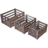 MCW Holzkiste MCW-C56 3er-Set braun