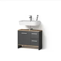 livinity® Waschbeckenunterschrank Amalfi, Anthrazit/Goldkraft Eiche, 70.2 x 57 cm mit 2 Schubladen und 1 Tür