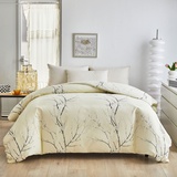 OLDBIAO Bettwäsche 240x220 cm Set, Mikrofaser Bettbezug 240x220cm und Kissenbezüge 80x80cm, Ästhetisch Blume Zweig Design, Beige Bettdecke Cover mit Reißverschluss für Doppelbett