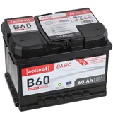 Accurat 12V 60Ah Autobatterie Starterbatterie Batterie KFZ statt 54Ah 55Ah 56Ah