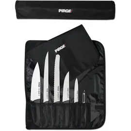 Pirge Ecco Starter Set Profi Messerset mit Tasche 7 Stück - Profi Kochmesser Set - Edelstahl Profi Küchenmesser Set - Messer Set Scharf