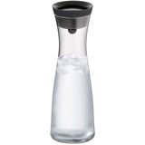WMF Basic Wasserkaraffe aus Glas, 1 Liter, Glaskaraffe mit Deckel, Silikondeckel, CloseUp-Verschluss, schwarz