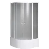 a&n&a aQualine Arlen Duschabtrennung Viertelkreis mit Türanschlag 80 x 150 cm Weiß/Brickglas Btr803