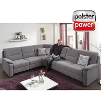 polsterpower Ecksofa - grau - mit Funktionen - 2-Sitzer links Sofa