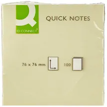 Q-Connect Haftnotizblock, 76 x 76 mm, 100 Blatt Gelbe/Notes Würfel Haftnotizen Selbstklebende Haftnotizzettel Sticky Notes
