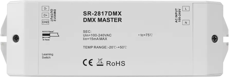 DMX-Master-Controller mit RF/WiFi - Funk auf DMX, Signalwandler SR-2817Wi-DC, 12-36V DC