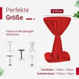 TexDeko Stehtischhusse Premium Rot Ø 70cm mit Schleifenband