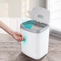 Mülleimer mit Sensor,Automatischer Mülleimer,16L,mit Smart Öffnungs-Sensor und Geräuschloser Verschluss-Technologie, Ideal für Büro, Wohnung, Küche und Badezimmer(Weiß)