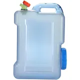 Camping Wasserkanister 12L/18L Wasserkanister mit Hahn Schraubdeckel Tragbarer Trinkwasserkanister Wassertank Camping mit Griffen für Outdoor Reise Hause Trinkder Speicher-Eimer Transparent Blau (12L)