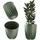 Kadax Blumentopf aus Kunststoff mit Naturmaterialien, Moderne Pflanztöpfe, Pflanzentopf mit geometrischem Muster, runder Blumenkübel mit Einsatz, Naturblumentopf, Hochübertopf (∅ 14,5 cm, Dunkelgrün)