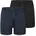 Herren Jersey-Boxershorts 2er Pack Boxershorts Baumwolle einfarbig Schwarz/Dunkelblau XL