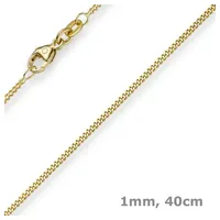 Schmuck Krone Goldkette 1mm Panzerkette, 585 Gelbgold, 40cm, Gold 585 goldfarben