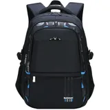 Voici et Voila Rucksack Wasserdicht Kinder Rucksack mit Laptop Rucksack Schule College Schulranzen Business Tasche Waterproof Backpack Leichter Rucksack Damen Schwarz 46x31x14cm