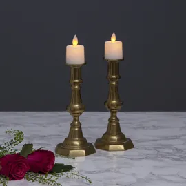 MARELIDA LED Mini Kerzenset mit bewegter Flamme mit Batterien Timer H: 6cm 2 St