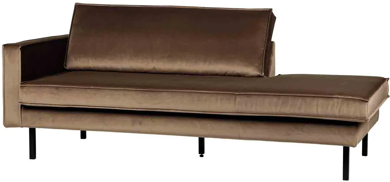Daybed Recamiere Rodeo aus Samt, modern links, taupe, elegantes Design und Komfort für Dich