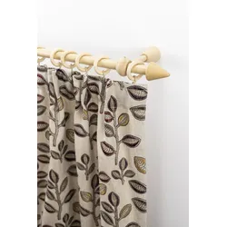Gardinenstange GARESA "Evi", beige (natur), L:290cm, Holz, Gardinenstangen, Vorhanggarnitur Holz, verlängerbar, Wandmont.,mit Ringe/2 Lauf Gleiter