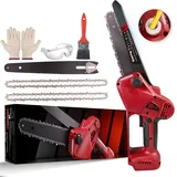 LADAMI Mini Kettensäge 6 Zoll, Akku Kettensäge mit Automatischer Öler und Ersatzkette, Handkettensäge Akku kompatibel mit Makita 、Einhell 、bosch 18V Akkus für Gartenscheren Holzschneidenz(Ohne Akku)