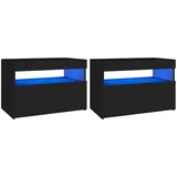 vidaXL Nachttisch LED-Leuchten 2 Stk Schwarz 60x35x40cm Holzwerkstoff