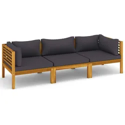 vidaXL 3-Sitzer-Gartensofa mit Auflage Akazie Massivholz