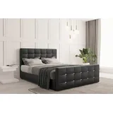 kaiser möbel Boxspringbett mit bettkasten und matratze 160 cm x 200 cm, Schlafzimmerbett ROMA Kunstleder Schwarz H3 - Schwarz