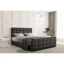 kaiser möbel Boxspringbett mit bettkasten und matratze 160 cm x 200 cm, Schlafzimmerbett ROMA Kunstleder Schwarz H3 - Schwarz