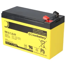 Sun Battery Ersatzakku für Brandmeldezentrale ABB BZK4E 2 x AGM Batterie 12V 7,2Ah mit VdS