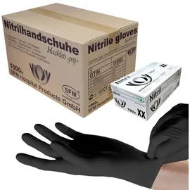 Sfm ® BLACKLETS GRIP+ : L Nitrilhandschuhe puderfrei F-tex schwarz (1000)