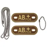 Max Fuchs MFH 3D Blutgruppenmarke mit Kette Desert Anhänger Blood Marke Erkennungsmarke Verschiedene Ausführungen (AB Positiv)