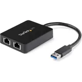 Startech USB 3.0 Dual Port Gigabit Ethernet Adapter - Black