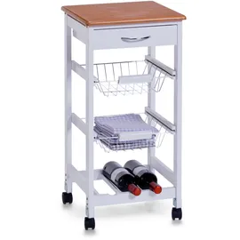 Zeller Küchenrollwagen MDF mit Bambusdekor-Top 37 cm x 37 cm x 76,5 cm Weiß
