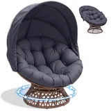 COMHOMA Papasansessel Rattan 80 x 80 x 80 cm Grau