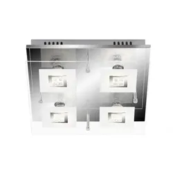 Briloner Eckige LED Deckenlampe Chrom mit Glas Glitzer inkl GU10 LED