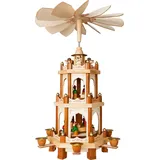 Brubaker Weihnachtspyramide Holzpyramide 3 Etagen 45 cm hoch - Beige/Braun