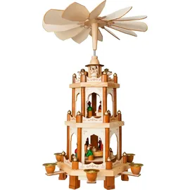 Brubaker Weihnachtspyramide Holzpyramide 3 Etagen 45 cm hoch - Beige/Braun