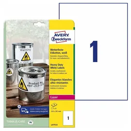 Avery Zweckform wetterfeste Folienetiketten L4775-8 weiß 210,0 x 297,0 mm, 8 Blatt