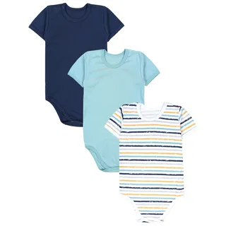 TupTam Baby Body Kurzarm – 3er Set aus 100% Baumwolle bis Größe 134, Farbe: Streifen Grün Blau/Dunkelblau/Mintgrün, Größe: 104 - 104