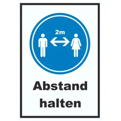 Abstand halten Symbol und Text Schild A4 (210x297mm)