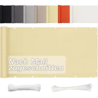 Aiyaoo Balkon Sichtschutz Ohne Bohren 65cm x 1000cm, Sichtschutz Balkon Blickdichte (in div. Größen & Farben) PES Balkonumrandung für Terrasse Garten Zaun, Windschutz UV-Schutz, Sand Beige